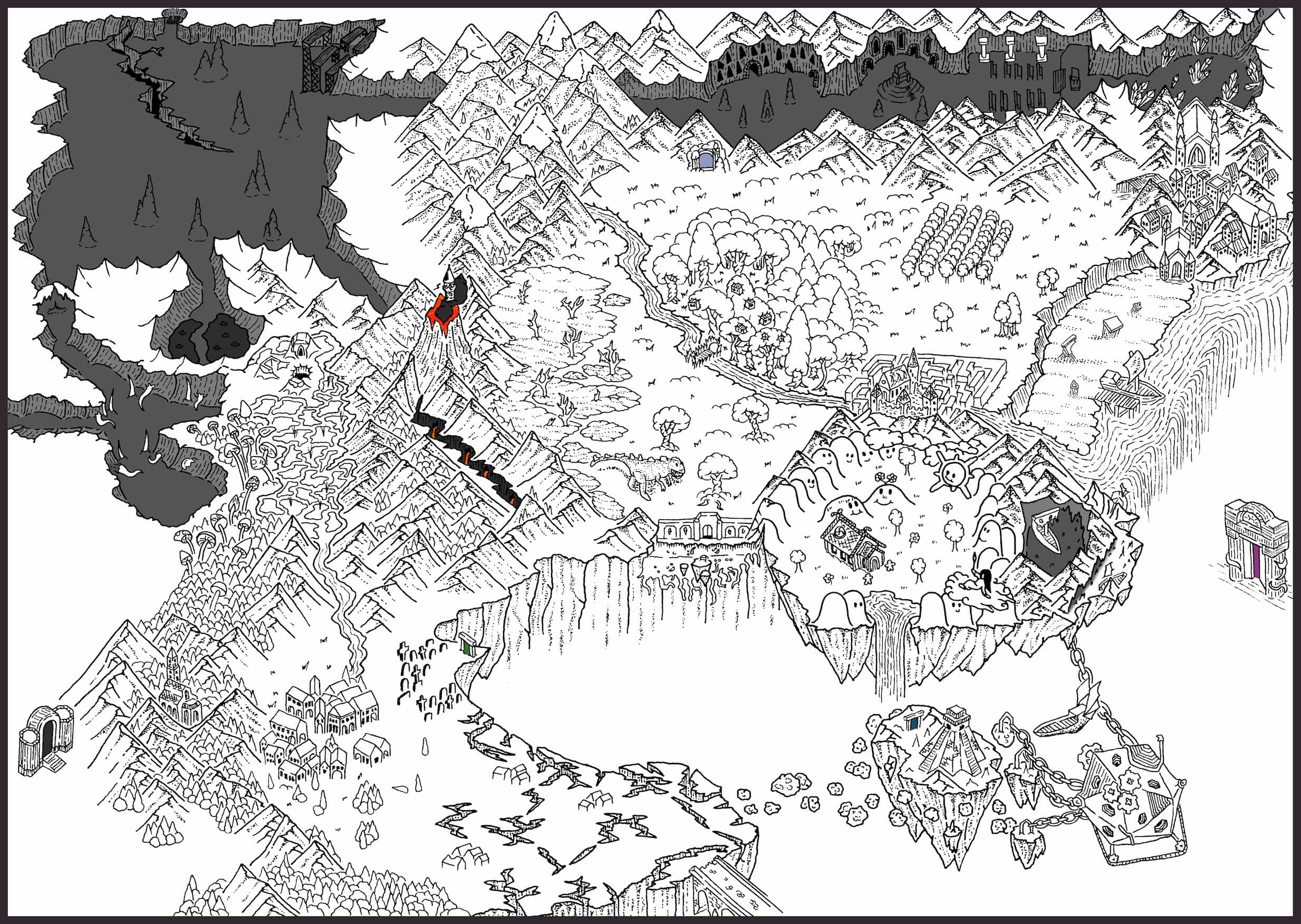 The Dreamscapes dimension map - otherworldly mega-dungeon location
