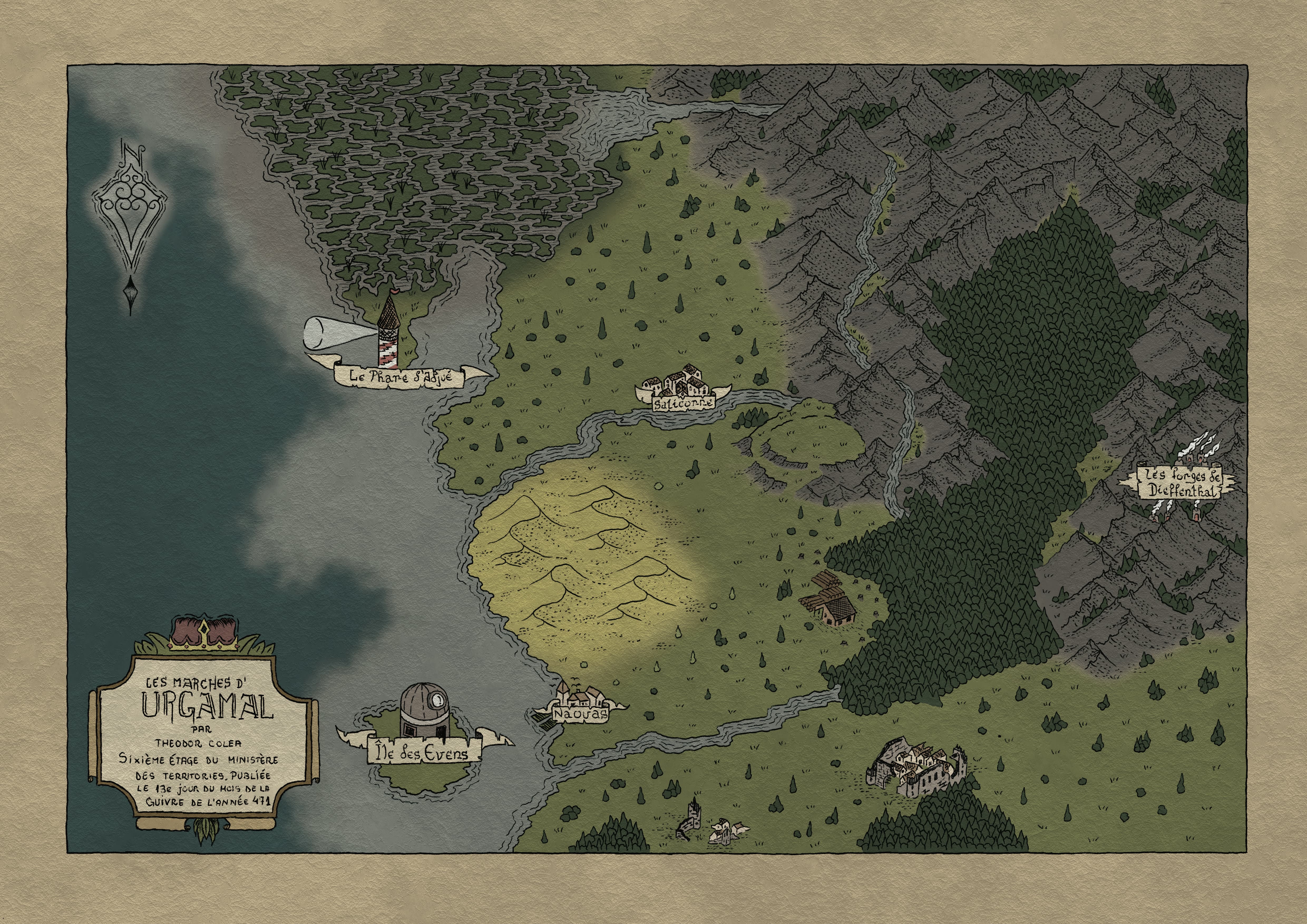 Old Les marches 'Urgamal map - custom D&D homebrew adventure prop by TA MAPS